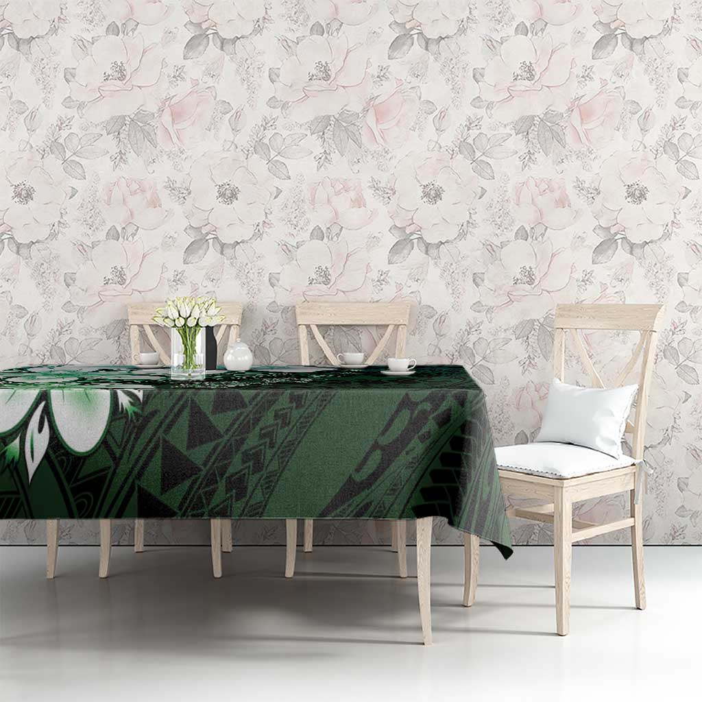 Polynesia Romantic Valentine Tablecloth Sea Turtle Couple With Aqua Gradient Plumeria