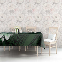 Polynesia Romantic Valentine Tablecloth Sea Turtle Couple With Aqua Gradient Plumeria