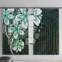 Polynesia Romantic Valentine Window Curtain Sea Turtle Couple With Aqua Gradient Plumeria LT05 With Hooks Aqua - Polynesian Pride