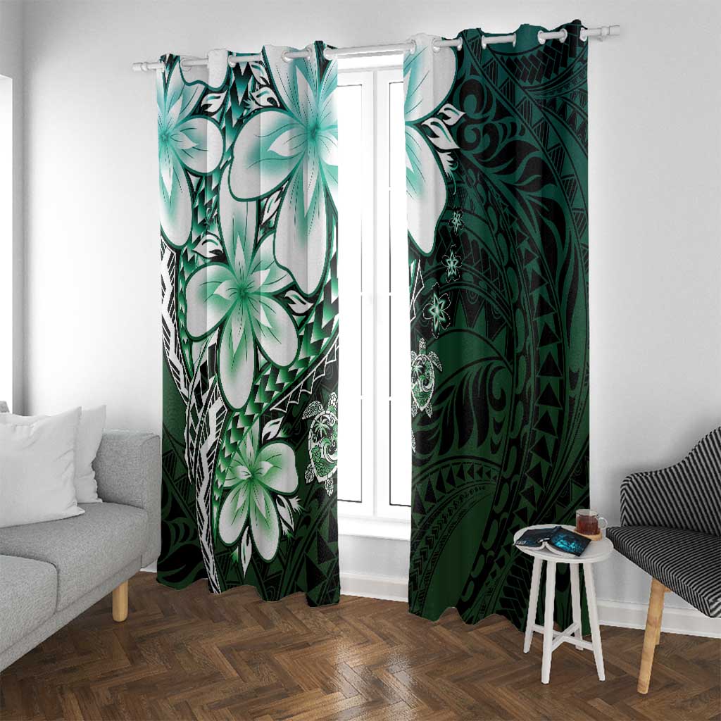 Polynesia Romantic Valentine Window Curtain Sea Turtle Couple With Aqua Gradient Plumeria LT05 With Grommets Aqua - Polynesian Pride