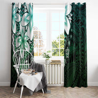 Polynesia Romantic Valentine Window Curtain Sea Turtle Couple With Aqua Gradient Plumeria LT05 - Polynesian Pride