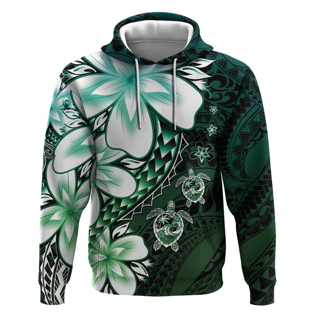 Polynesia Romantic Valentine Zip Hoodie Sea Turtle Couple With Aqua Gradient Plumeria LT05 Pullover Hoodie Aqua - Polynesian Pride