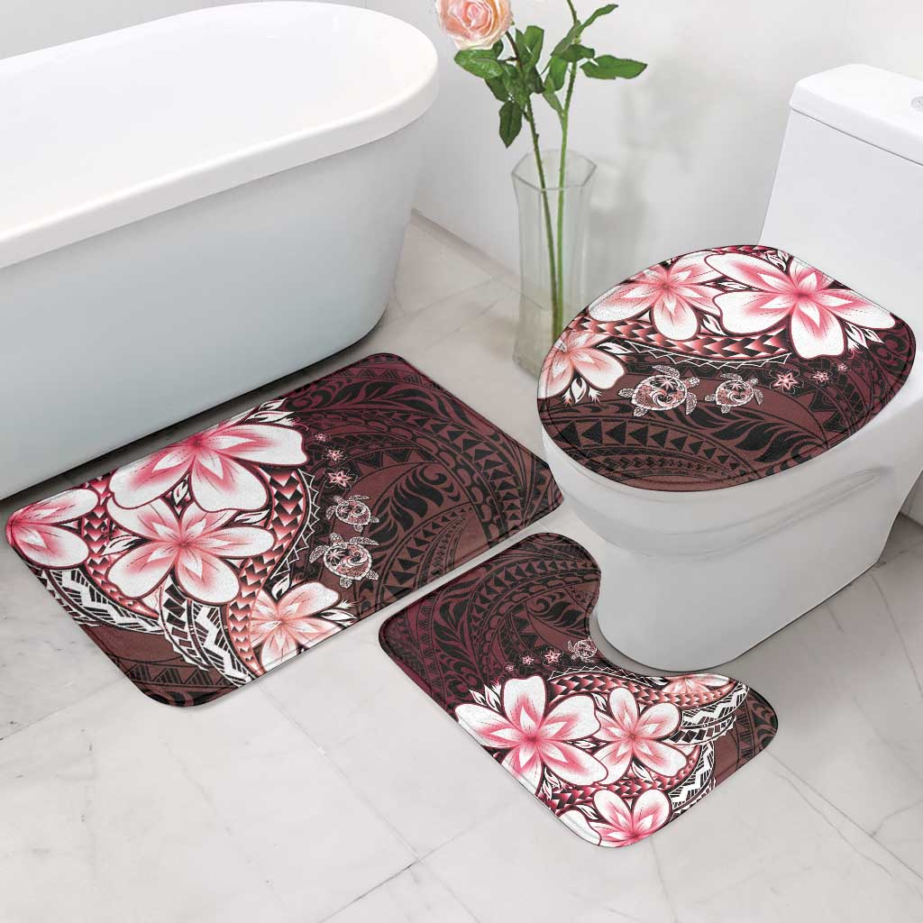 Polynesia Romantic Valentine Bathroom Set Sea Turtle Couple With Red Gradient Plumeria