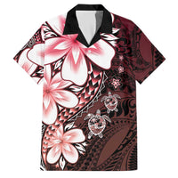 Polynesia Romantic Valentine Family Matching Off The Shoulder Long Sleeve Dress and Hawaiian Shirt Sea Turtle Couple With Red Gradient Plumeria LT05 Dad's Shirt - Short Sleeve Red - Polynesian Pride