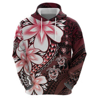 Polynesia Romantic Valentine Hoodie Sea Turtle Couple With Red Gradient Plumeria
