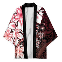 Polynesia Romantic Valentine Kimono Sea Turtle Couple With Red Gradient Plumeria
