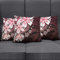 Polynesia Romantic Valentine Pillow Cover Sea Turtle Couple With Red Gradient Plumeria