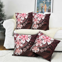 Polynesia Romantic Valentine Pillow Cover Sea Turtle Couple With Red Gradient Plumeria