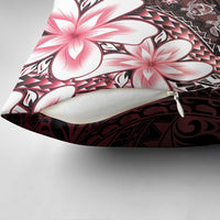 Polynesia Romantic Valentine Pillow Cover Sea Turtle Couple With Red Gradient Plumeria