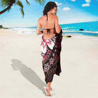 Polynesia Romantic Valentine Sarong Sea Turtle Couple With Red Gradient Plumeria LT05 - Polynesian Pride