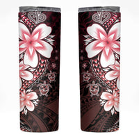 Polynesia Romantic Valentine Skinny Tumbler Sea Turtle Couple With Red Gradient Plumeria LT05 Red - Polynesian Pride