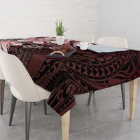 Polynesia Romantic Valentine Tablecloth Sea Turtle Couple With Red Gradient Plumeria