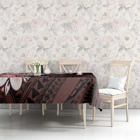 Polynesia Romantic Valentine Tablecloth Sea Turtle Couple With Red Gradient Plumeria