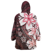 Polynesia Romantic Valentine Wearable Blanket Hoodie Sea Turtle Couple With Red Gradient Plumeria