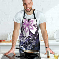 Polynesia Romantic Valentine Apron Sea Turtle Couple With Purple Gradient Plumeria