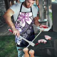 Polynesia Romantic Valentine Apron Sea Turtle Couple With Purple Gradient Plumeria