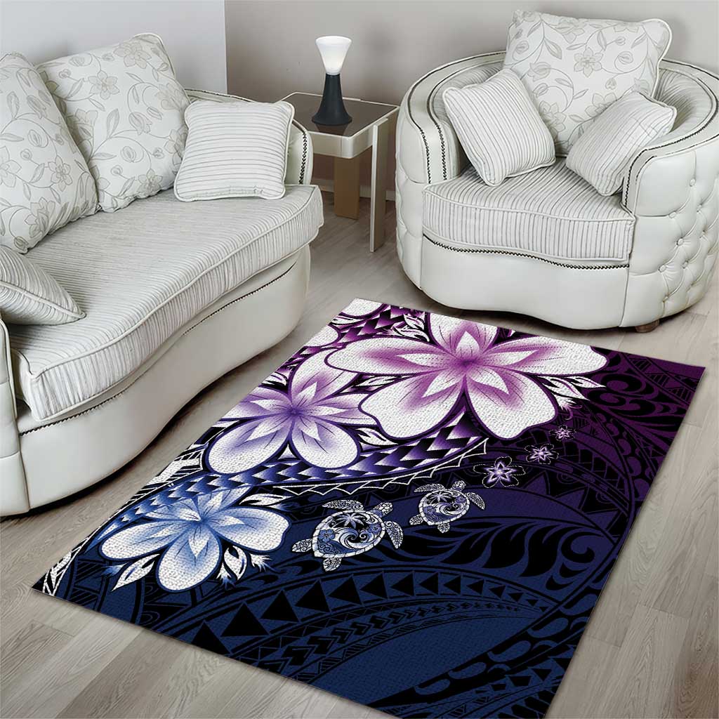 Polynesia Romantic Valentine Area Rug Sea Turtle Couple With Purple Gradient Plumeria LT05 - Polynesian Pride
