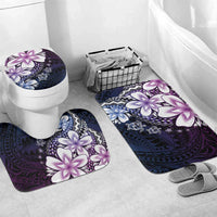 Polynesia Romantic Valentine Bathroom Set Sea Turtle Couple With Purple Gradient Plumeria
