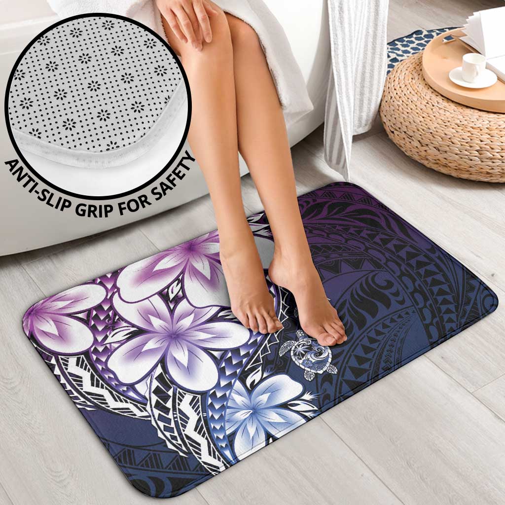 Polynesia Romantic Valentine Bathroom Set Sea Turtle Couple With Purple Gradient Plumeria