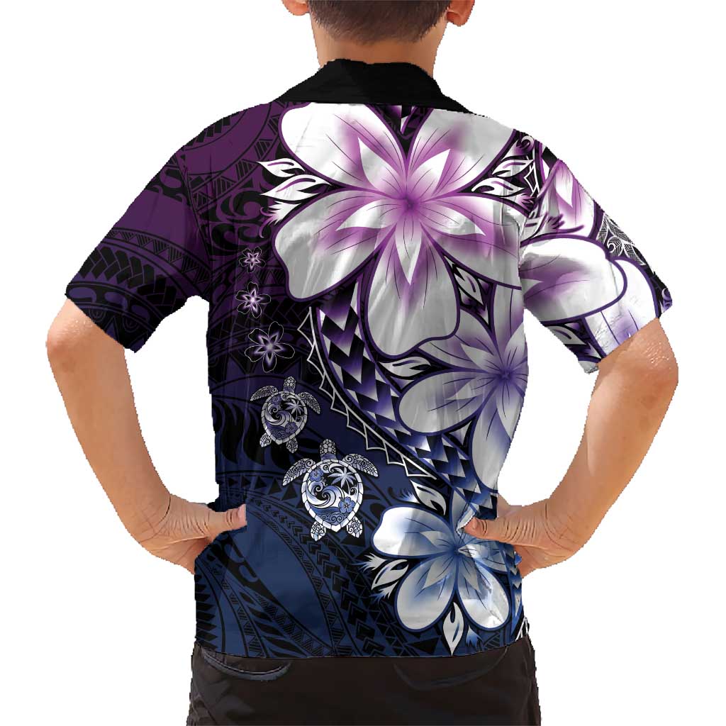 Polynesia Romantic Valentine Family Matching Tank Maxi Dress and Hawaiian Shirt Sea Turtle Couple With Purple Gradient Plumeria LT05 - Polynesian Pride