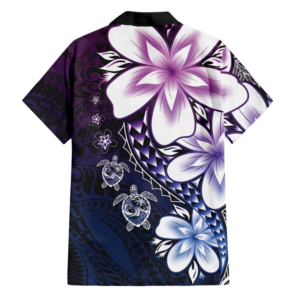 Polynesia Romantic Valentine Family Matching Tank Maxi Dress and Hawaiian Shirt Sea Turtle Couple With Purple Gradient Plumeria LT05 - Polynesian Pride