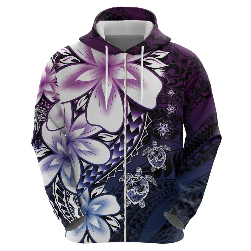 Polynesia Romantic Valentine Hoodie Sea Turtle Couple With Purple Gradient Plumeria LT05 - Polynesian Pride