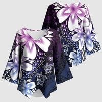 Polynesia Romantic Valentine Kimono Sleeve Blouse Sea Turtle Couple With Purple Gradient Plumeria LT05 - Polynesian Pride