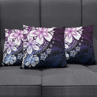 Polynesia Romantic Valentine Pillow Cover Sea Turtle Couple With Purple Gradient Plumeria