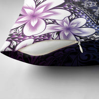 Polynesia Romantic Valentine Pillow Cover Sea Turtle Couple With Purple Gradient Plumeria