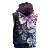 Polynesia Romantic Valentine Sleeveless Zip Hoodie Sea Turtle Couple With Purple Gradient Plumeria LT05 - Polynesian Pride