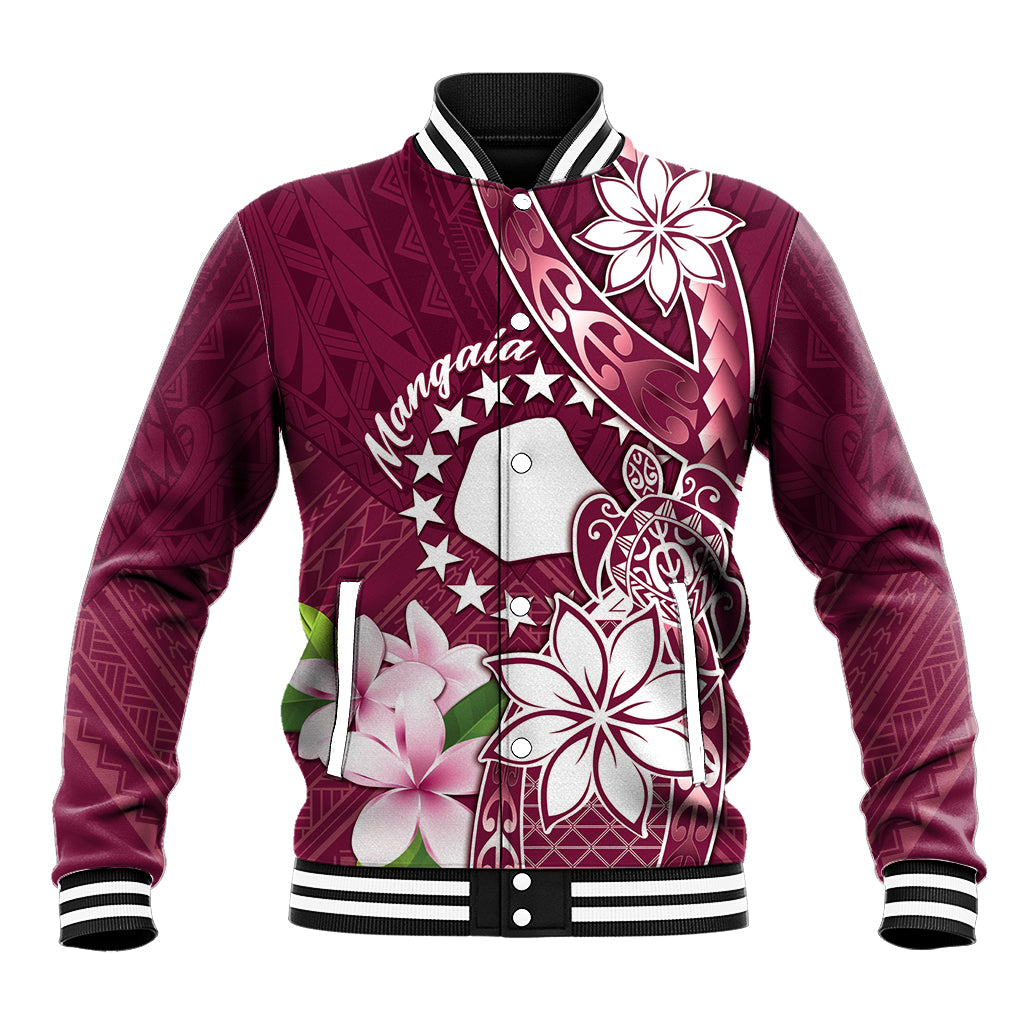 Personalised Cook Island Mangaia Gospel Day Baseball Jacket Floral Tribal Pattern
