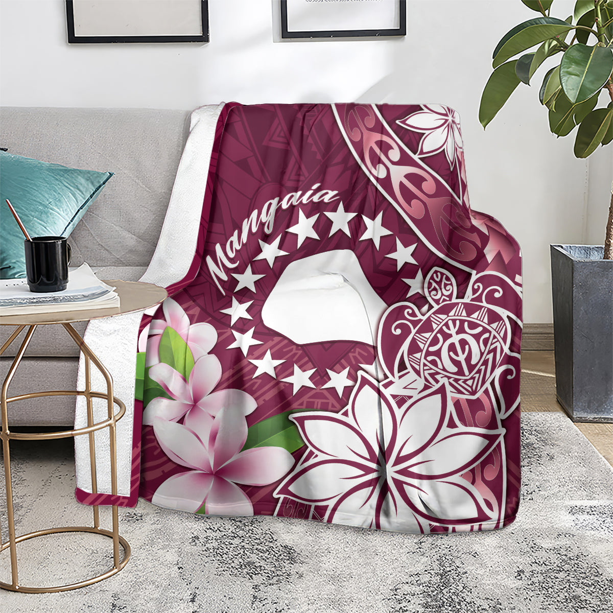 Cook Island Mangaia Gospel Day Blanket Floral Tribal Pattern