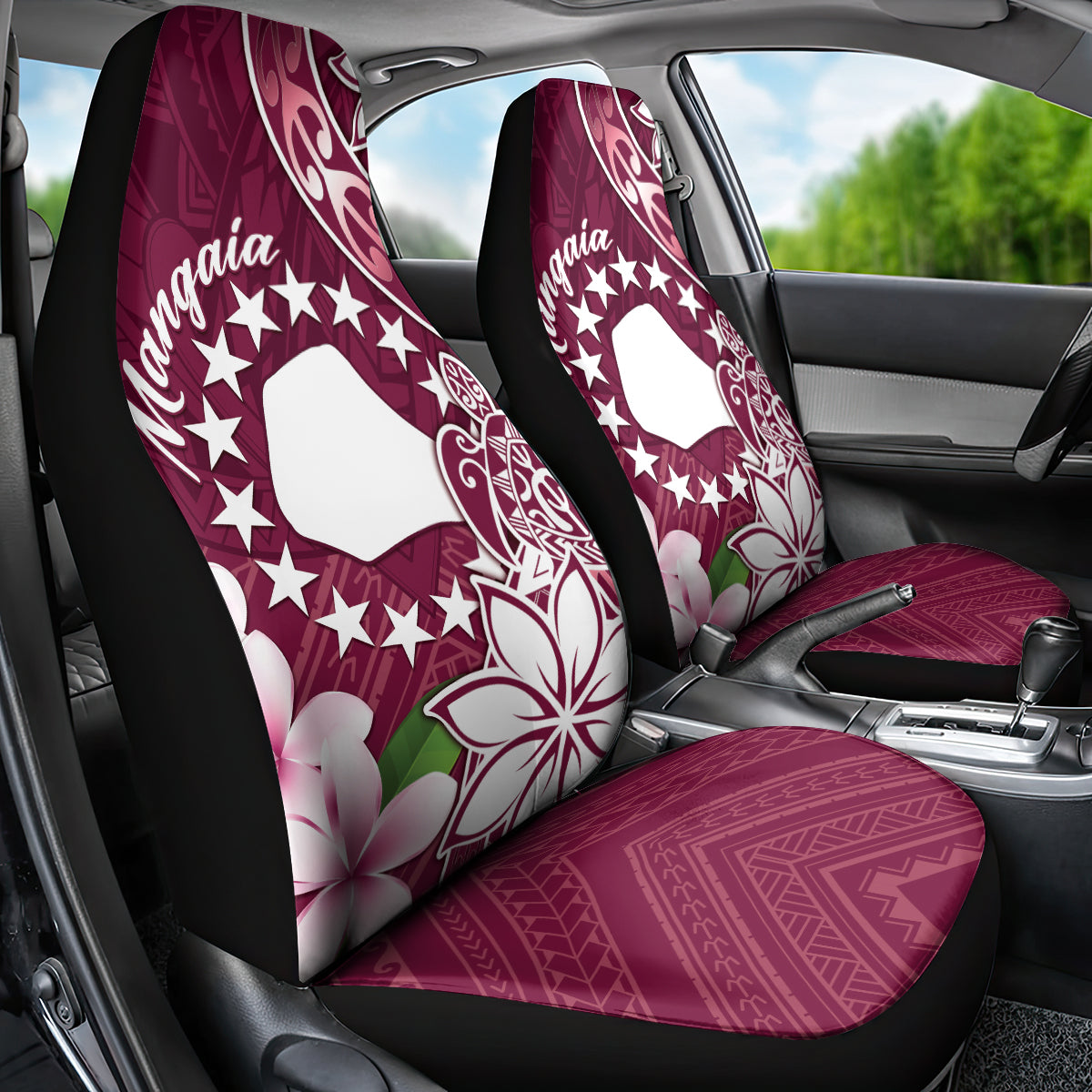 Cook Island Mangaia Gospel Day Car Seat Cover Floral Tribal Pattern