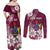Personalised Cook Island Mangaia Gospel Day Couples Matching Off Shoulder Maxi Dress and Long Sleeve Button Shirt Floral Tribal Pattern