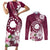 Personalised Cook Island Mangaia Gospel Day Couples Matching Short Sleeve Bodycon Dress and Long Sleeve Button Shirt Floral Tribal Pattern