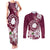 Personalised Cook Island Mangaia Gospel Day Couples Matching Tank Maxi Dress and Long Sleeve Button Shirt Floral Tribal Pattern