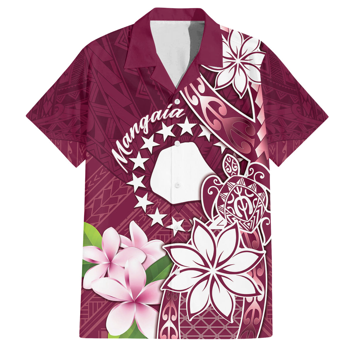 Personalised Cook Island Mangaia Gospel Day Family Matching Long Sleeve Bodycon Dress and Hawaiian Shirt Floral Tribal Pattern LT05 Dad's Shirt - Short Sleeve Maroon - Polynesian Pride