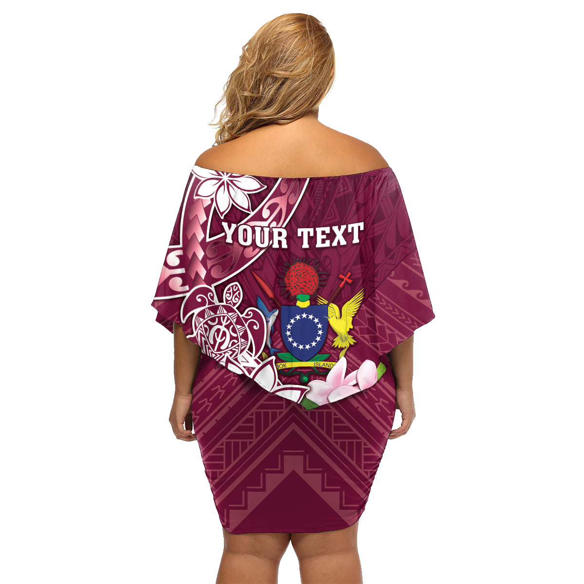 Personalised Cook Island Mangaia Gospel Day Family Matching Off Shoulder Short Dress and Hawaiian Shirt Floral Tribal Pattern