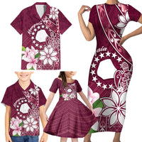 Personalised Cook Island Mangaia Gospel Day Family Matching Short Sleeve Bodycon Dress and Hawaiian Shirt Floral Tribal Pattern