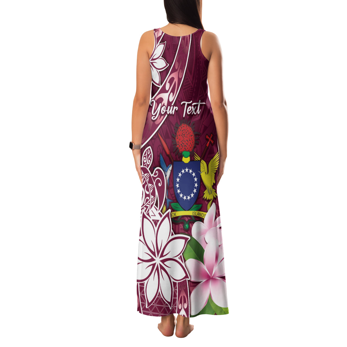 Personalised Cook Island Mangaia Gospel Day Family Matching Tank Maxi Dress and Hawaiian Shirt Floral Tribal Pattern