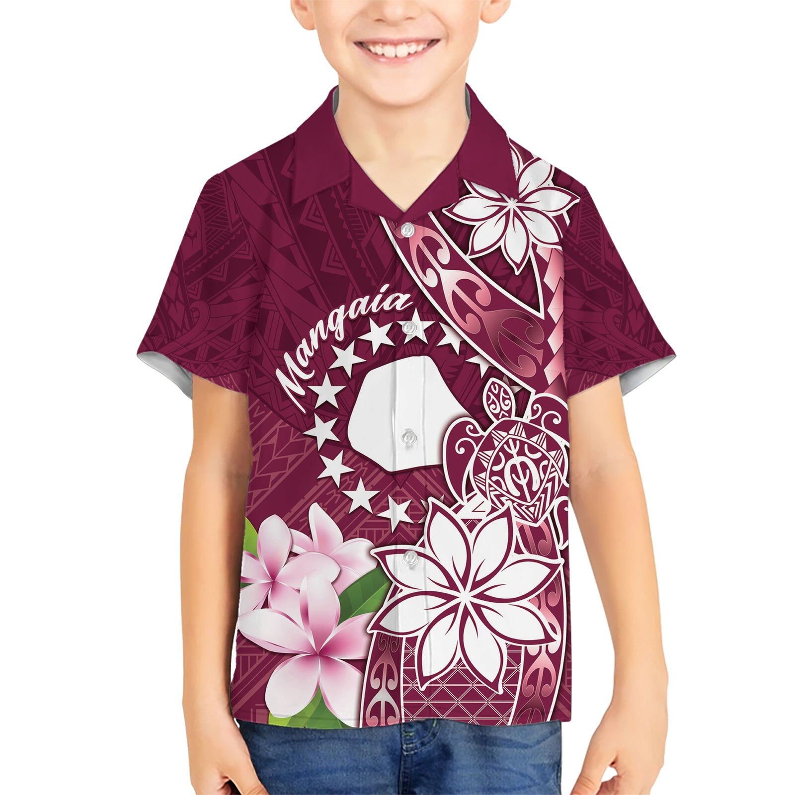 Personalised Cook Island Mangaia Gospel Day Kid Hawaiian Shirt Floral Tribal Pattern