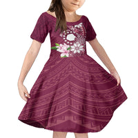 Personalised Cook Island Mangaia Gospel Day Kid Short Sleeve Dress Floral Tribal Pattern
