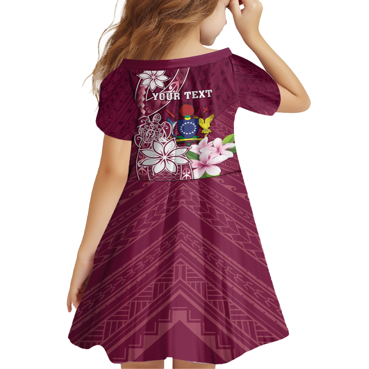 Personalised Cook Island Mangaia Gospel Day Kid Short Sleeve Dress Floral Tribal Pattern