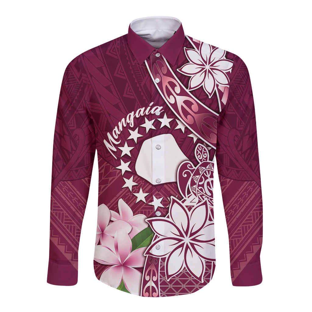 Personalised Cook Island Mangaia Gospel Day Long Sleeve Button Shirt Floral Tribal Pattern