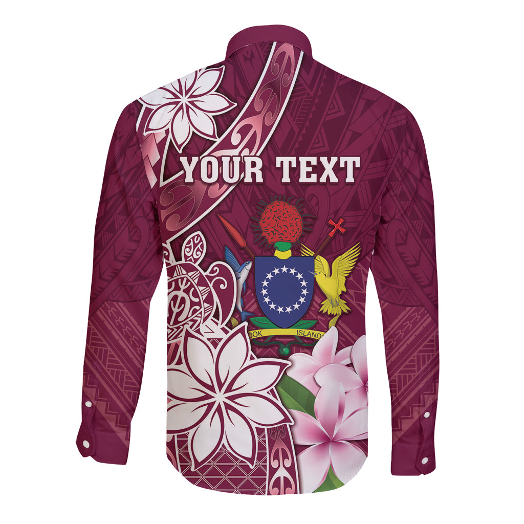Personalised Cook Island Mangaia Gospel Day Long Sleeve Button Shirt Floral Tribal Pattern