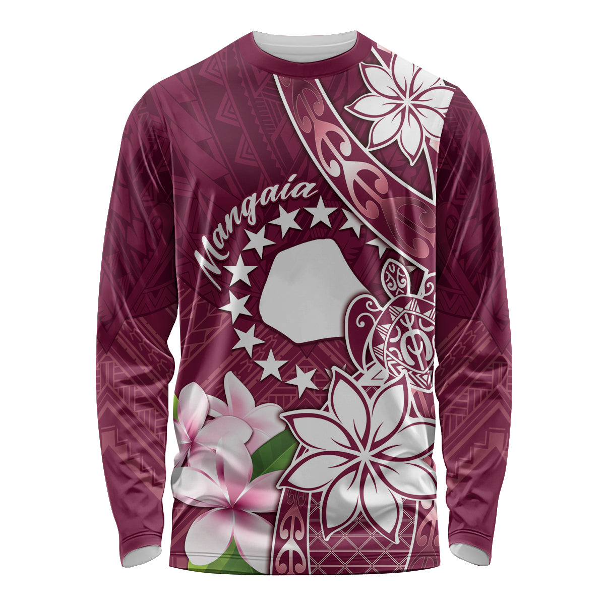 Personalised Cook Island Mangaia Gospel Day Long Sleeve Shirt Floral Tribal Pattern
