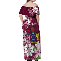 Personalised Cook Island Mangaia Gospel Day Off Shoulder Maxi Dress Floral Tribal Pattern