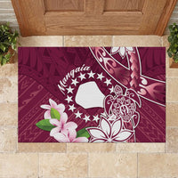 Cook Island Mangaia Gospel Day Rubber Doormat Floral Tribal Pattern
