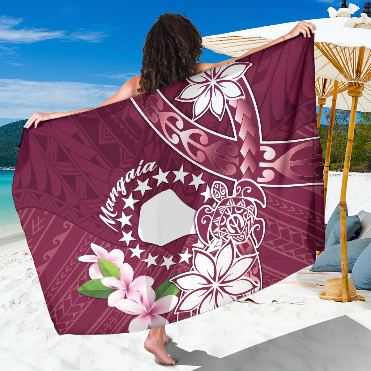 Cook Island Mangaia Gospel Day Sarong Floral Tribal Pattern