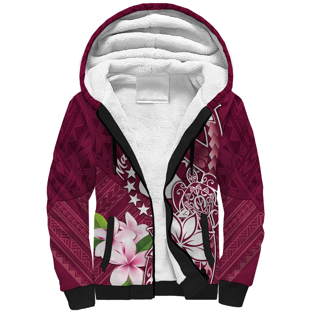Personalised Cook Island Mangaia Gospel Day Sherpa Hoodie Floral Tribal Pattern